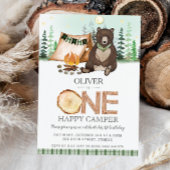 S'more Camping Bear ONE Happy Camper 1st Birthday 招待状