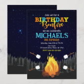 S'more Camping Bonfire Outdoor Backyard Birthday 招待状 (正面/裏面)