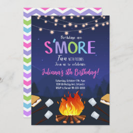 S'more Camping S'more焚き火誕生日招待状 招待状