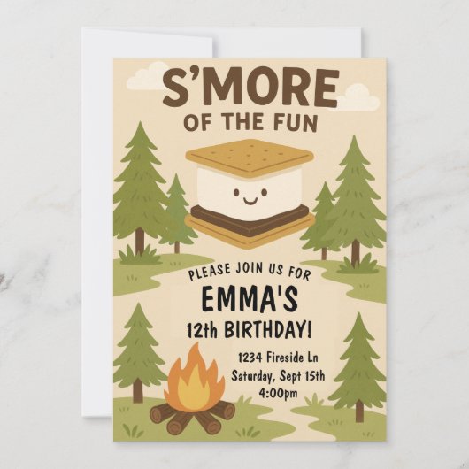 S'more Fun Campfire Birthday Party Invitation 招待状 (正面)