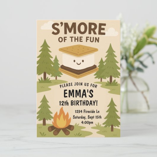 S'more Fun Campfire Birthday Party Invitation 招待状 (スタンド正面)