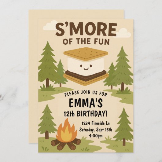 S'more Fun Campfire Birthday Party Invitation 招待状 (正面/裏面)