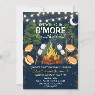 S'more Fun Campfire Smores Baby Shower 招待状