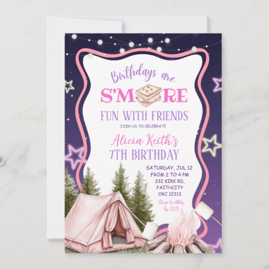 Smore Fun With Friends Girl Pink  招待状 (正面)
