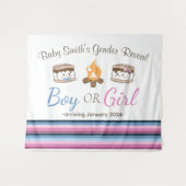 S'more Gender Reveal背景 タペストリー (正面(横))