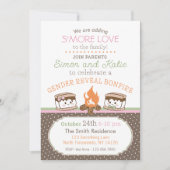 S'more Loveをテーマにしたベビー性別による招待の表示 招待状 (正面)