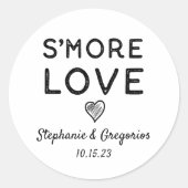 S'more Loveハート素朴白黒結婚 ラウンドシール (正面)