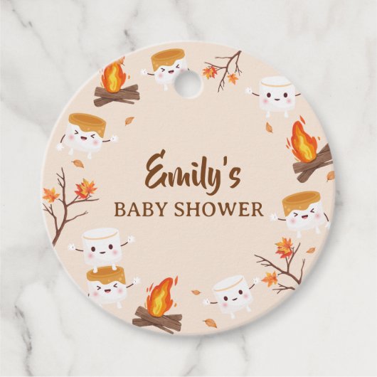 S'more Love秋キャンピング素朴ベビーシャワー フェイバータグ (正面)