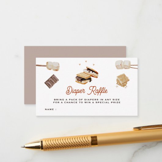 S'more Love赤ちゃんシャワーおむつラッフル エンクロージャーカード (正面/裏面インサイチュ)