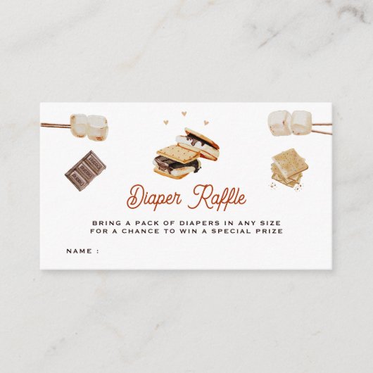 S'more Love赤ちゃんシャワーおむつラッフル エンクロージャーカード (正面)