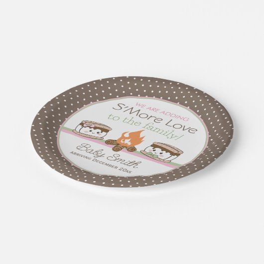 S'more Love赤ちゃんシャワー性別の表示プレート ペーパープレート (アングル)