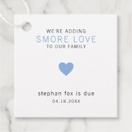 Smore Love モダンBlueハートボーイベビーシャワー フェイバータグ