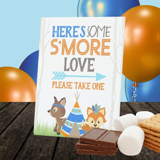S'more Love Blue Woodland Camperパーティー 台座サイン