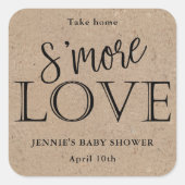 S'More Love Kraft素朴メッセージカードfor Baby Shower スクエアシール (正面)