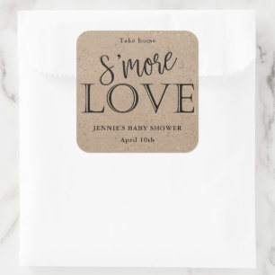 S'More Love Kraft素朴メッセージカードfor Baby Shower スクエアシール
