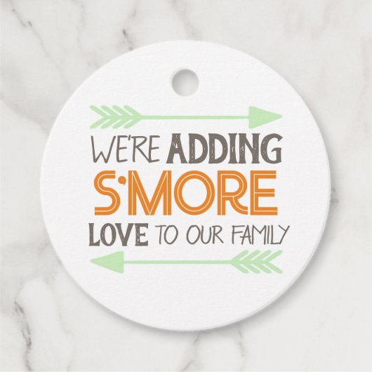 S'more Love Woodland Baby Showerメッセージカード フェイバータグ (正面)