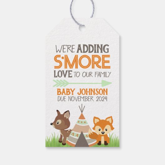Smore Love Woodland Camperベビーシャワーメッセージカード ギフトタグ (裏面)