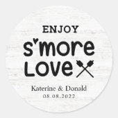 S'more Love's白結婚木丸ステッカー ラウンドシール (正面)