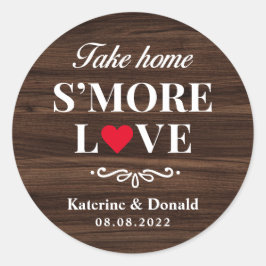 S'more Love's Wood 結婚 Round素朴ステッカー ラウンドシール