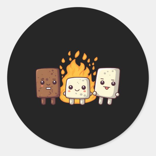 S'More Marshmallow Smores Camper Camgかわいい ラウンドシール (正面)
