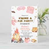 S'more pajamas party theme invitation 招待状 (スタンド正面)