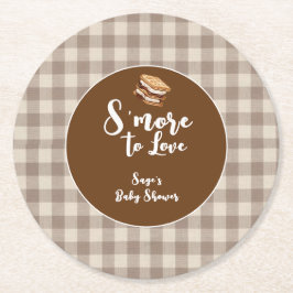 S'more to Love ラスティック ギンガム ベビーシャワー ラウンドペーパーコースター