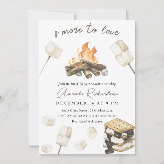 S'more to love Baby Shower 招待状 (正面)