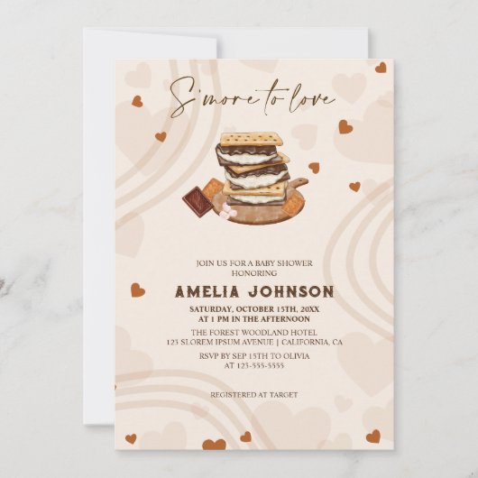S'more to love bohoベビー男女兼用シャワー 招待状 (正面)