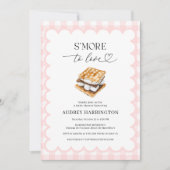 S'More to Love Preppy Pink Plaid Girl Baby Shower  招待状 (正面)
