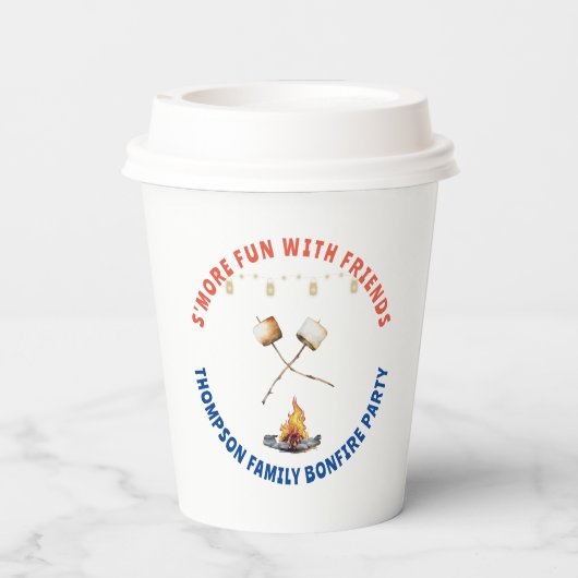 S'moresおもしろい焚き火バックヤードクックアウトフレンドシップ 紙コップ (裏面)