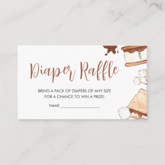 S'moresキャンピングベビーシャワーおむつラッフル エンクロージャーカード (正面)
