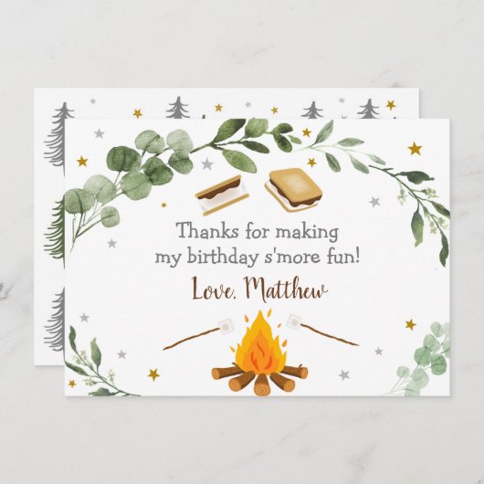 S'moresキャンファイアグリーンリー誕生日ありがとう サンキューカード (正面/裏面)