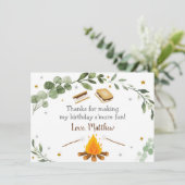 S'moresキャンファイアグリーンリー誕生日ありがとう サンキューカード (スタンド正面)