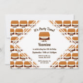 S'moresパターンカートゥーン子供の誕生日招待状 招待状 (正面)