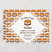 S'moresパターンカートゥーン子供の誕生日招待状 招待状 (正面/裏面)