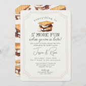 S'mores秋焚き火アウトドアカップルシャワー 招待状 (正面/裏面)