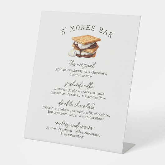 S'mores Bar Recipe Sign Fall Bonfire Outdoor 台座サイン (正面)