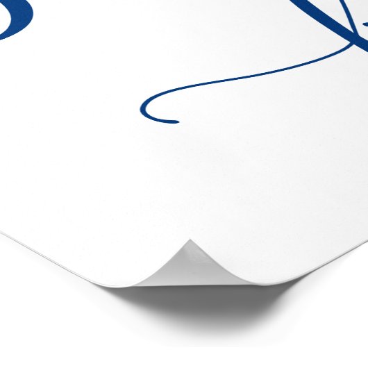 Smores Bar Wedding Sign in Navy Blue Calligraphy ポスター (角)