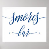 Smores Bar Wedding Sign in Navy Blue Calligraphy ポスター (正面)