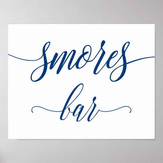 Smores Bar Wedding Sign in Navy Blue Calligraphy ポスター (正面)