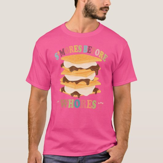 S'mores Before Whores Camping Marshmallow Smores Tシャツ (正面)