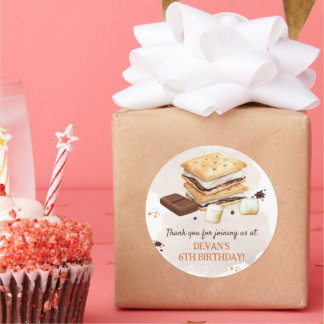 S'mores Birthdayパーティー ラウンドシール