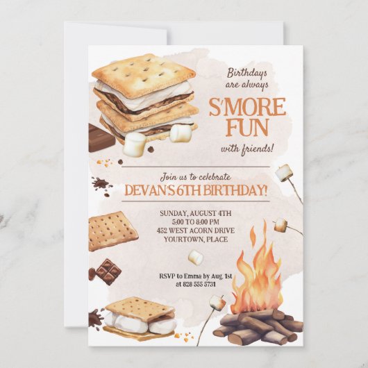 S'mores Birthdayパーティー 招待状 (正面)