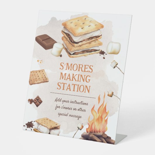 S'mores Birthday Partyペデスタルサイン 台座サイン (正面)