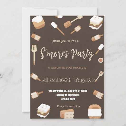 S'mores Birthday Party Invitation – Cozy Campfire 招待状 (正面)