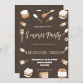 S'mores Birthday Party Invitation – Cozy Campfire 招待状 (正面/裏面)