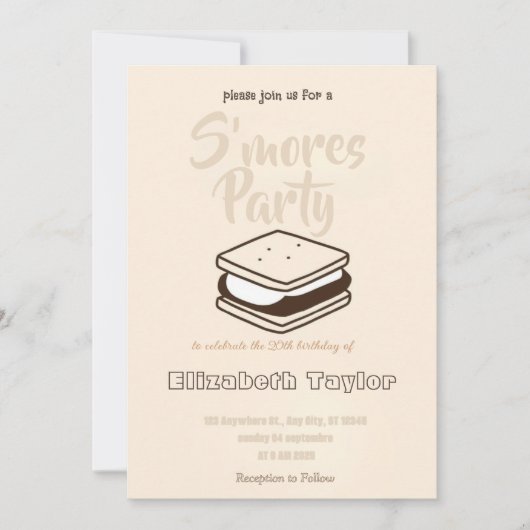 S'mores Birthday Party Invitation – Cozy Campfire 招待状 (正面)