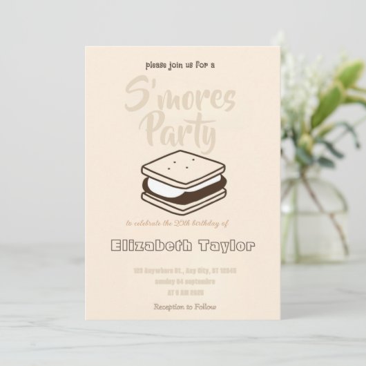 S'mores Birthday Party Invitation – Cozy Campfire 招待状 (スタンド正面)