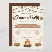S'mores Birthday Party Invitation – Cozy Campfire 招待状 (正面/裏面)