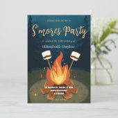 S'mores Birthday Party Invitation – Cozy Campfire  招待状 (スタンド正面)